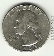  Quarter dollar 1983 года Денвер,  перевертыш.