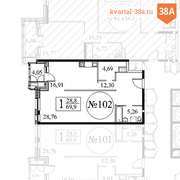Продажа 1-к. квартиры 69.9 кв.м в ЖК Квартал 38А со скидкой 1.7 млн. р