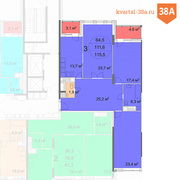 Продажа 3-комнатной квартиры в ЖК «Квартал 38А» на 3 этаже 