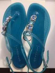 Сланцы сандалии новые casadei италия 39 размер голубые силикон стразы 